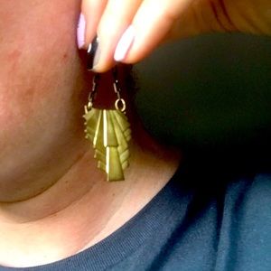 *must bundle to get $7 deal* Art Deco dangle earrings, tarnished gold look